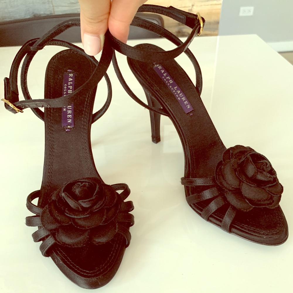 Ralph Lauren Collection Heels in Black Satin